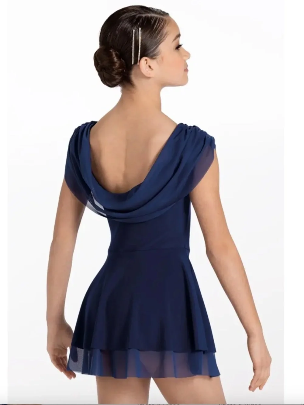 Weissman Coppelia Navy Blue Cap Sleeve Lyrical Dance Dress MC 13354